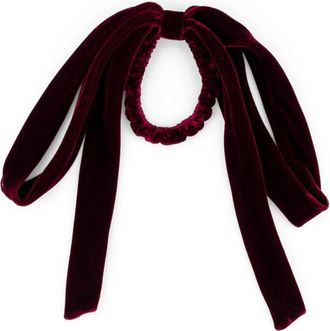 Alexandre de Paris Isild Velvet Ribbon Hair Tie in Burgundy at Nordstrom