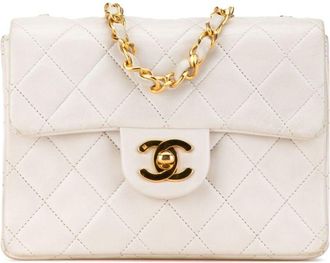 Chanel Borsa a tracolla Mini Square Classic con battente 1989-1991 - Bianco