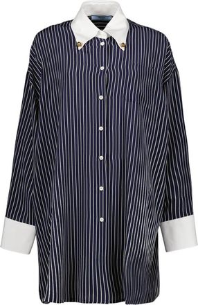 Prada Gestreept oversized overhemd - Dames - Overhemden - Blauw - XS - Overhemden