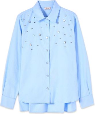 Oltre Dames, Blouses & Shirts, Blauw, Maat: 4XL Katoen