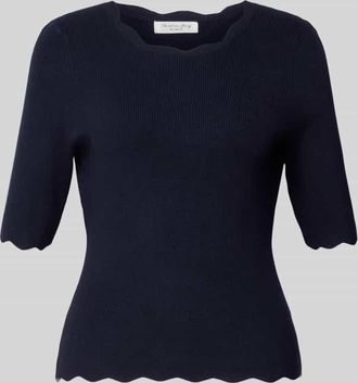 Christian Berg Strickshirt aus Viskose-Mix mit R&uuml;schenkragen in Dunkelblau, Gr&ouml;&szlig;e XXL