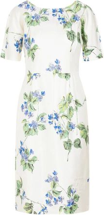 Prada Bloemen Midi Jurk - Dames - Casual kleedjes - Veelkleurig - L - Kleedjes