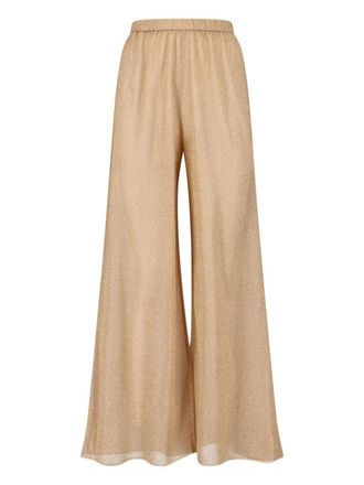 Os&eacute;ree Gold Lumi&egrave;re Metallic Wide-Leg Sheer Pants