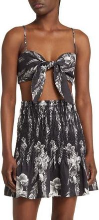 AllSaints Riah Mia Bandeau Linen Crop Camisole Top in Black at Nordstrom Rack, Size 10