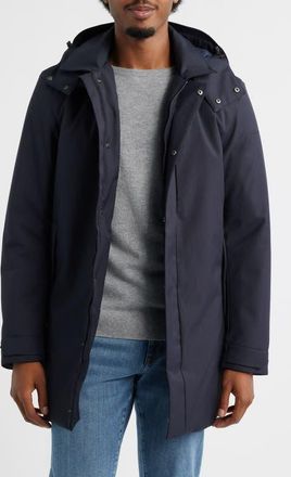 Save The Duck Sid Twill Jacket with Removable Hood in Blue Black at Nordstrom, Size Xx-Large