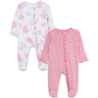 Little Me Lilacs Pack of 2 Footies in Pink at Nordstrom, Size Newborn