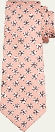 Kiton Mens Square Medallion Silk 7-Fold Tie