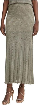 Twinset Pointelle Gebreide Maxirok - Dames - Rokken - Groen - Maat: XS Linnen