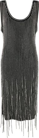 Philosophy di Lorenzo Serafini fringe-detail knitted dress - women - Virgin Wool/Polyamide/Spandex/Elastane/Metal/glass - 40 - Black