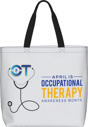 Generic Women Handbag Occupational Therapy Awareness Month Women Beach Bag Print Waterproof Shoulder Bags, For Christmas, Daily, Wedding, Work, Birthday