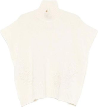 Ermanno Scervino Truien & Vesten, Dames, Beige, S, Nylon, Beige Zijde & Nylon Trui