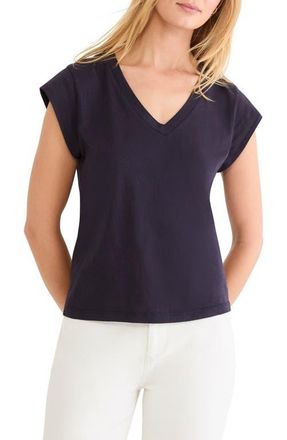 Nic+Zoe Cap Sleeve V-Neck Cotton Top in Dark Indigo at Nordstrom, Size Xx-Large