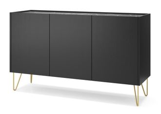 AKL FURNITURE C&oacute;moda efecto madera Negro y Dorado