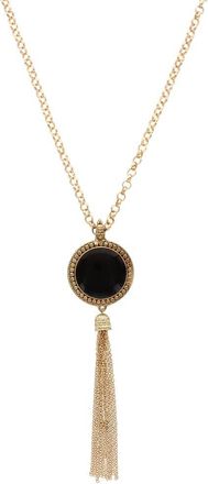 Olivia Welles Corina Pendant Necklace in Worn Gold /Black at Nordstrom Rack