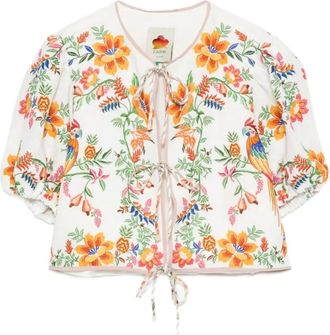 Farm Rio Delicate Forest Scarves blouse - Wit