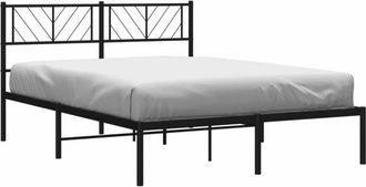 vidaXL Estructura Cama Sin Colch&oacute;n Con Cabecero Metal Negro 140x190 Cm Vidaxl