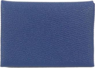 Herm&egrave;s Blue Navy Chevre Leather Coin Purse/Coin Case (Pre-Owned)