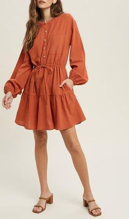 Wishlist Long Sleeve Minidress in Brick at Nordstrom Rack, Size Small/medium