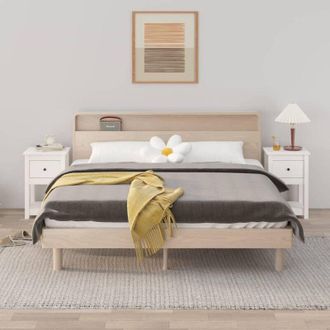 vidaXL Comodini 2 pz Bianca 40x35x61,5 cm in Legno Massello di Pino - Vidaxl