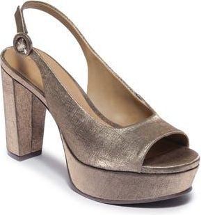 Bernardo Vega Platform Slingback Sandal in Coffee Tec Vesuvio at Nordstrom Rack, Size 8.5