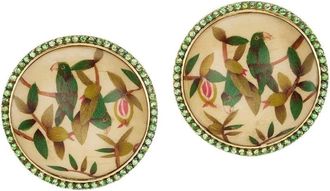 Silvia Furmanovich 18K yellow gold Marquetry Birds earrings