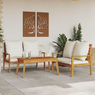 vidaXL Set De Muebles Para Jard&iacute;n 3 Piezas Con Cojines Madera Acacia Vidaxl