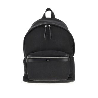 Saint Laurent City canvas backpack with leather details Man One Size