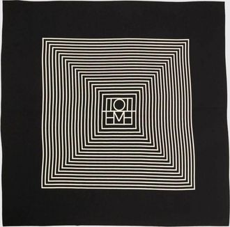 Toteme Monogram Print Silk Square Scarf with Contrasting Logo