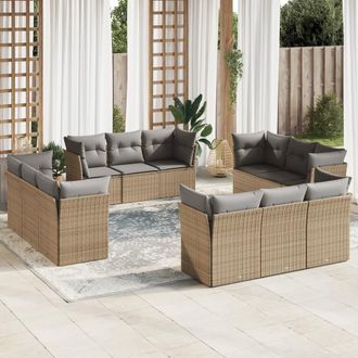vidaXL Set De Sof&aacute;s De Jard&iacute;n 12 Pzas Y Cojines Rat&aacute;n Sint&eacute;tico Marr&oacute;n Vidaxl