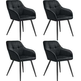 TecTake Dining Chair Marilyn Set Of 4 - Black/Black in Black | Size: 4 Pack