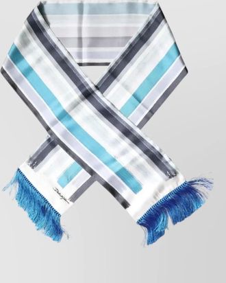 Dolce & Gabbana silk striped fringe scarf