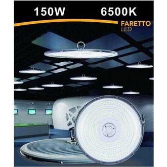Trade Shop Trade Shop Traesio - Faro Led Slim Industriale 150w Ufo Lampada Riflettore Ip65 Luce Fredda He02-150w