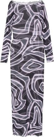 Pucci Maxi Dresses, female, Multicolor, Size: M Abstract Print Long Sleeve Dress