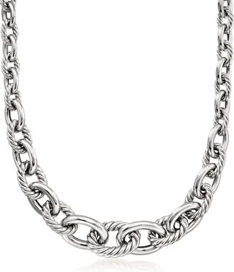 Ross-Simons Sterling Silver Alternating Twisted Oval-Link Necklace