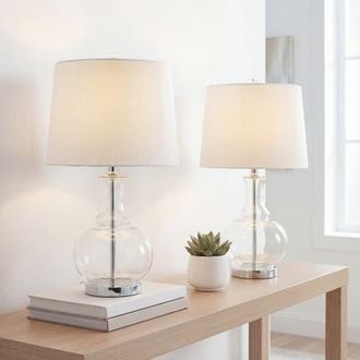 Jonathan Y Designs Lavelle 25 Glass LED Table Lamp in Clear at Nordstrom