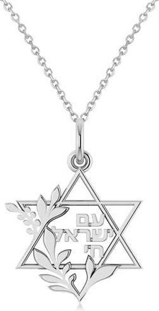 Allurez Jewish Star Of David Am Yisrael Chai Pendant Necklace 14K in White Gold at Nordstrom, Size 18