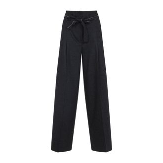 PESERICO Grey Wide Leg Virgin Wool Pants-Donna