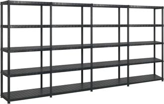 vidaXL Vidaxl - Estanter&iacute;as Almacenaje 5 Niveles Pl&aacute;stico Negro 366x45,7x185 Cm