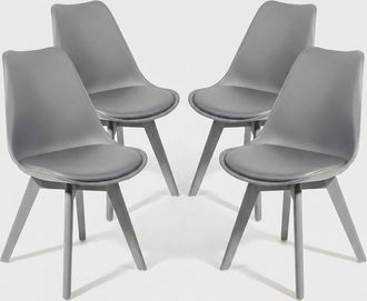 Oresteluchetta Juego De 4 Sillas De Cocina De Polipropileno Gris Smart Full Grey