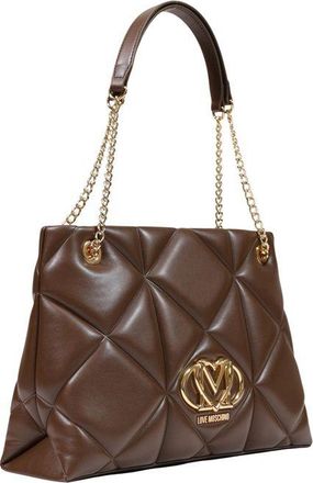 Love Moschino Womens Quilted Polyurethane Shoulder Bag Brown