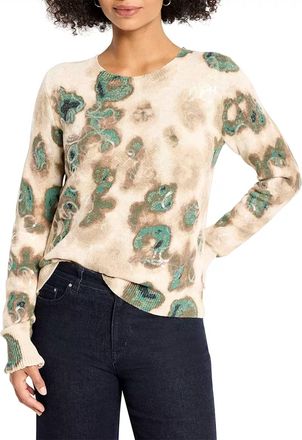 Nic+Zoe Camo Shine Crew Neck Sweater In Neutral Multi