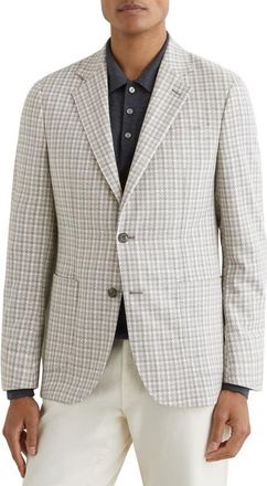 Reiss Canty Soft Grey Houndstooth Knit Sport Coat at Nordstrom, Size 44