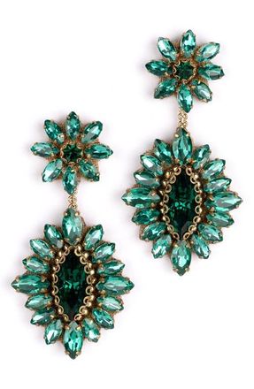 Deepa Gurnani Alianah Crystal Drop Earrings in Emerald at Nordstrom