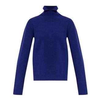 Jil Sander Turtlenecks, female, Blue, Size: XL Wool Turtleneck