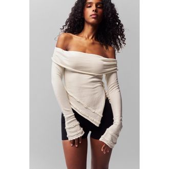 Guizio Soler Fold Over Knit Top in Cream at Nordstrom, Size Xx-Small