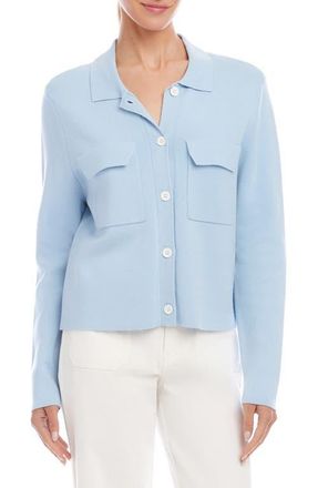 Karen Kane Collared Sweater Jacket in Blue at Nordstrom, Size X-Large