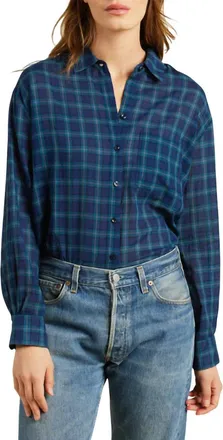 Trovata Blake Oversized Shirt In Oceanside Plaid
