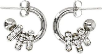 Justine Clenquet crystal-embellished hoop earrings - women - Crystal/Brass - One Size - Silver