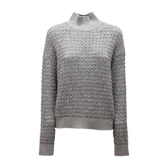 Elisabetta Franchi Turtlenecks, female, Gray, Size: XL Dolcevita WO Turtleneck Sweater