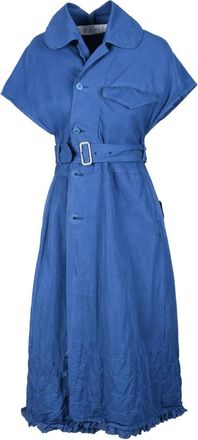 Comme Des Gar&ccedil;ons Belted Button-Up Dress-Gilet with Ruffled Hemline